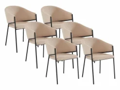Vente-unique Juego de 6 sillas con brazos de tela y metal - - ORDIDA Beige Clearance