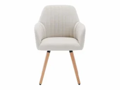 Vente-unique Juego de 2 sillas con brazos - Tela y metal efecto madera - - ELEANA Crema Hot