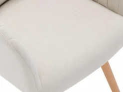 Vente-unique Juego de 2 sillas con brazos - Tela y metal efecto madera - - ELEANA Crema Hot