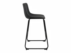 Juego de 2 sillas de bar industriales, asiento acolchado de cuero sintético efecto vintage, patas de metal HELIO 64 (negro gris)^Kayelles Best