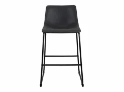 Juego de 2 sillas de bar industriales, asiento acolchado de cuero sintético efecto vintage, patas de metal HELIO 64 (negro gris)^Kayelles Best