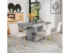 Merax Sillas Y Lotes De Sillas|Juego de 2 sillas de comedor de terciopelo - 85 x 58 x 47 cm - Silla de salón de lujo - Cuatro patas de metal dorado -