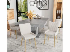 Merax Sillas Y Lotes De Sillas|Juego de 2 sillas de comedor de terciopelo - 85 x 58 x 47 cm - Silla de salón de lujo - Cuatro patas de metal dorado -
