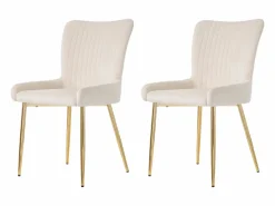 Merax Sillas Y Lotes De Sillas|Juego de 2 sillas de comedor de terciopelo - 85 x 58 x 47 cm - Silla de salón de lujo - Cuatro patas de metal dorado -
