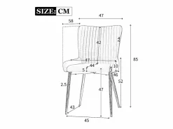 Merax Sillas Y Lotes De Sillas|Juego de 2 sillas de comedor de terciopelo - 85 x 58 x 47 cm - Silla de salón de lujo - Cuatro patas de metal dorado -