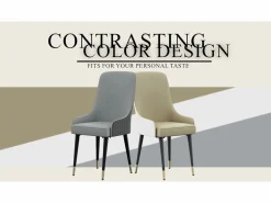 Juego de 2 sillas de comedor beige de cocina en cuero, capacidad de carga 150 kg, 43.5x43.5x90cm^Fativo Outlet