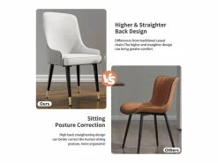 Juego de 2 sillas de comedor beige de cocina en cuero, capacidad de carga 150 kg, 43.5x43.5x90cm^Fativo Outlet