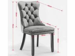 Juego de 2 sillas de comedor en terciopelo con respaldo acolchado y patas de metal dorado^OKWISH Best