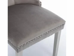 Sillas Y Lotes De Sillas|Juego de 2 sillas de comedor - Sillas con respaldo acolchado y patas de acero inoxidable plateado - con ribete tachonado - terciopelo gris