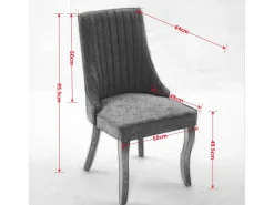 Juego de 2 sillas de comedor con respaldo acolchado y patas de madera - Chenilla^OKWISH
