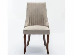 Juego de 2 sillas de comedor con respaldo acolchado y patas de madera - Chenilla^OKWISH