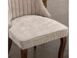Juego de 2 sillas de comedor con respaldo acolchado y patas de madera - Chenilla^OKWISH
