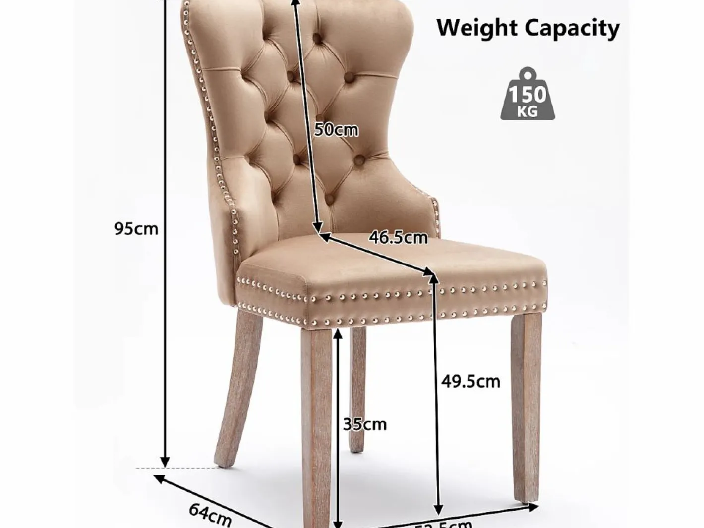 Merax Sillas Y Lotes De Sillas|Juego de 2 sillas de comedor - sillas de salón con respaldo - asiento de terciopelo y patas de madera maciza - marrón