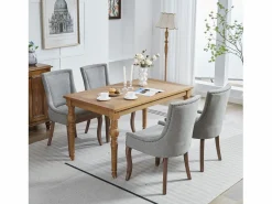 Juego de 2 sillas de comedor - Sillas de comedor con respaldo tapizado y tachuelas de bronce -^ Hot