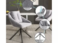 Merax Sillas Y Lotes De Sillas|Juego de 2 sillas de comedor de terciopelo - 79 x 51,5 x 51,5 cm - Elegantes y cómodas sillas giratorias - con cojines -