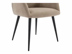 Vente-unique Juego de 6 sillas de table con brazos - Tela aterciopelada y metal negro. . HEKA Beige Sale