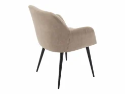 Vente-unique Juego de 6 sillas de table con brazos - Tela aterciopelada y metal negro. . HEKA Beige Sale