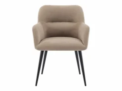Vente-unique Juego de 2 sillas de table con brazos - Tela aterciopelada y metal negro. . HEKA Beige Hot