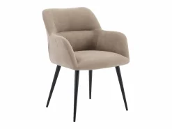 Vente-unique Juego de 2 sillas de table con brazos - Tela aterciopelada y metal negro. . HEKA Beige Hot