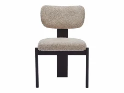 Vente-unique Sillas Y Lotes De Sillas|Juego de 2 sillas de tejido bouclé y madera de hevea - Gris y negro - WILANA