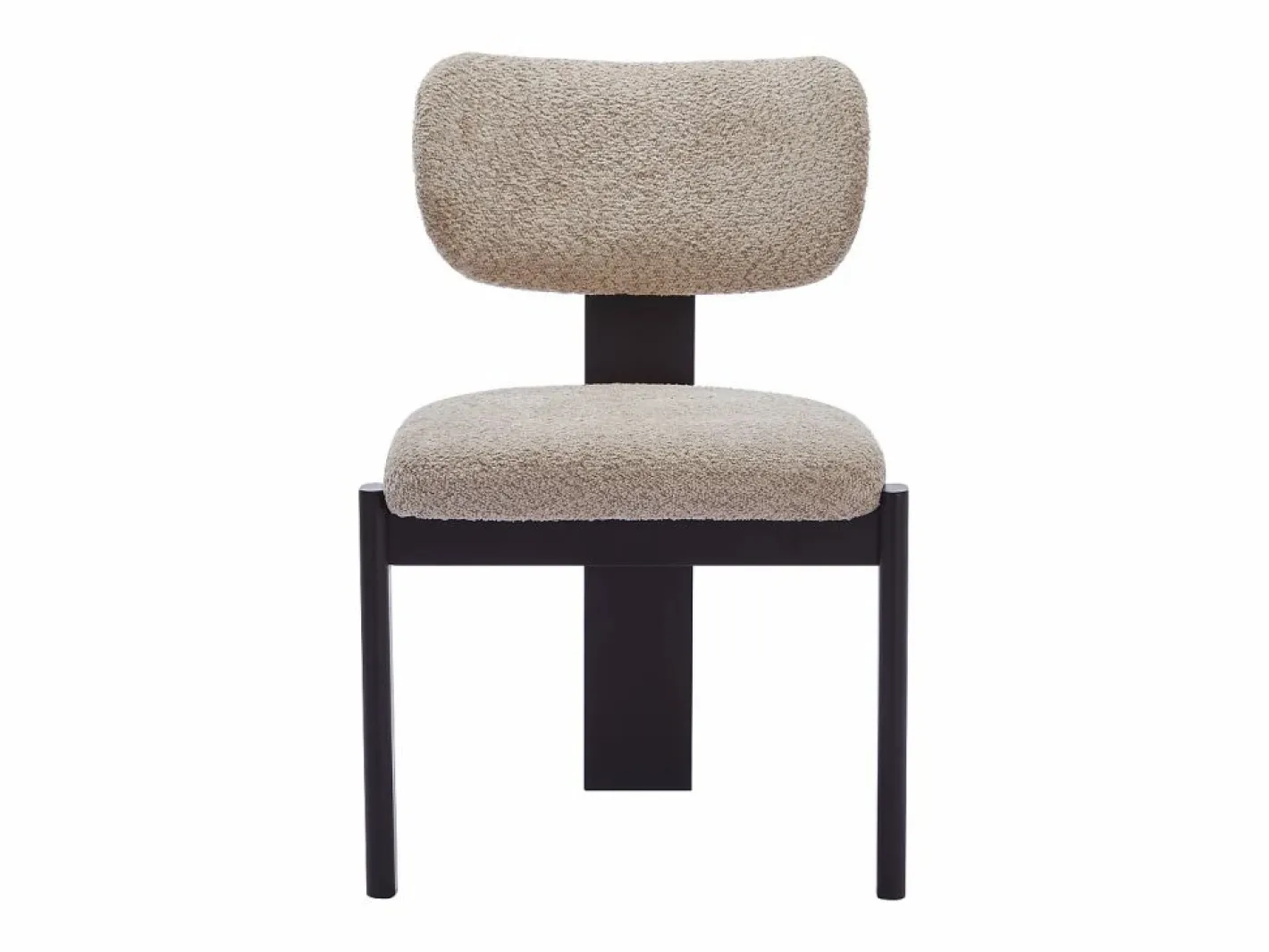 Vente-unique Sillas Y Lotes De Sillas|Juego de 2 sillas de tejido bouclé y madera de hevea - Gris y negro - WILANA