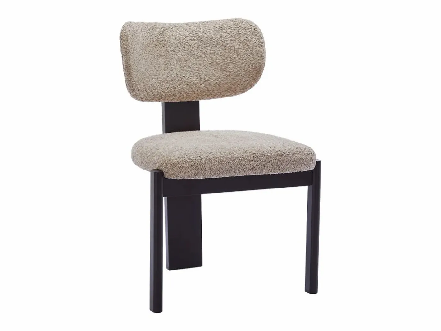 Vente-unique Sillas Y Lotes De Sillas|Juego de 2 sillas de tejido bouclé y madera de hevea - Gris y negro - WILANA