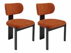 Vente-unique Sillas Y Lotes De Sillas|Juego de 2 sillas de tela bouclé y madera de hevea negra - - WILANA