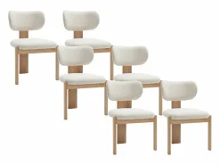 Vente-unique Sillas Y Lotes De Sillas|Juego de 6 sillas de tela rizo y madera de caucho - - WILANA