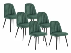 Juego de 6 sillas ELEANA - Terciopelo y metal negro - Verde^Vente-unique Online