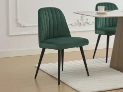 Juego de 6 sillas ELEANA - Terciopelo y metal negro - Verde^Vente-unique Online