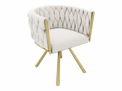 Juego de 2 sillas giratorias de terciopelo con reposabrazos - patas de metal dorado -^ModernLuxe Online