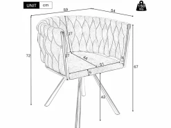 Juego de 2 sillas giratorias de terciopelo con reposabrazos - patas de metal dorado -^ModernLuxe Online