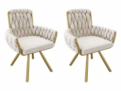 Juego de 2 sillas giratorias de terciopelo con reposabrazos - patas de metal dorado -^ModernLuxe Sale