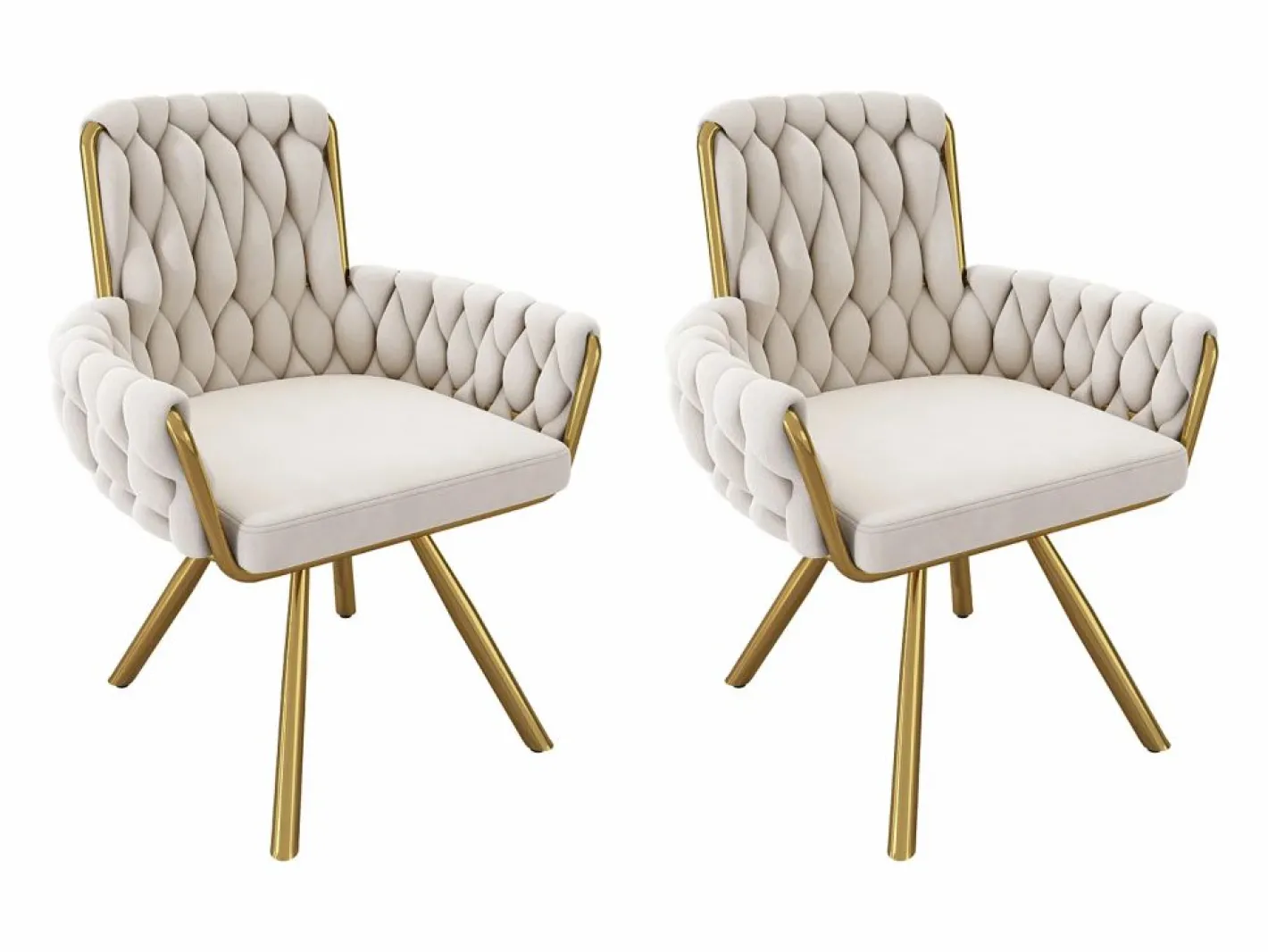 Juego de 2 sillas giratorias de terciopelo con reposabrazos - patas de metal dorado -^ModernLuxe Sale