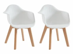 Vente-unique Juego de 2 sillas para niños con brazos de polipropileno y haya - - POUPINETTE Blanco New