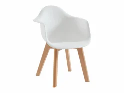 Vente-unique Juego de 2 sillas para niños con brazos de polipropileno y haya - - POUPINETTE Blanco New