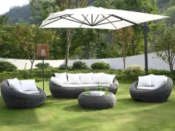 MYLIA Juego de 2 sillones de jardín de resina trenzada - WHITEHEAVEN Gris Outlet