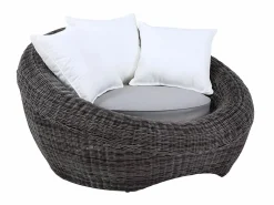 MYLIA Juego de 2 sillones de jardín de resina trenzada - WHITEHEAVEN Gris Outlet
