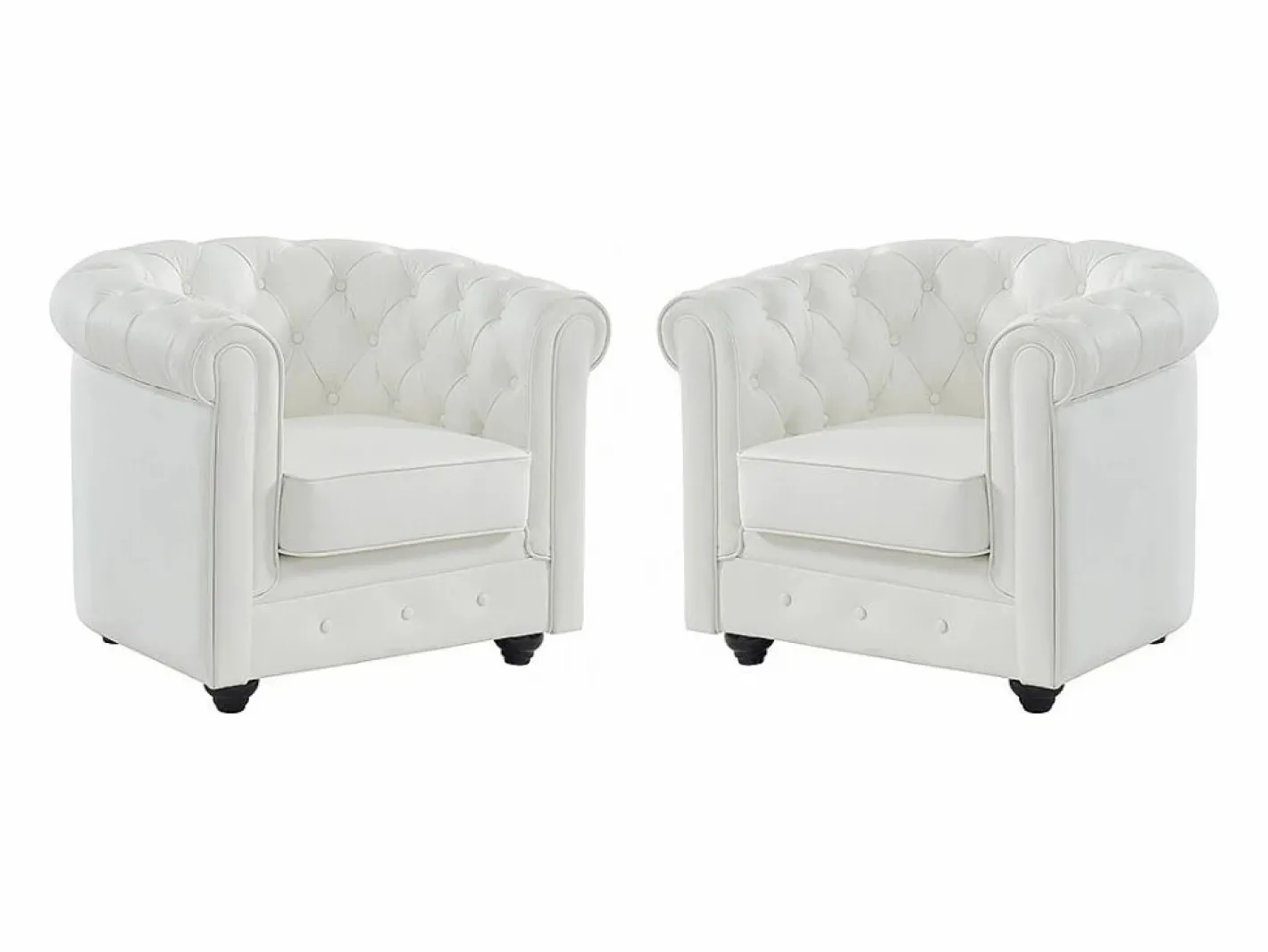 Vente-unique Juego de 2 sillones de piel de búfalo CHESTERFIELD Blanco Best