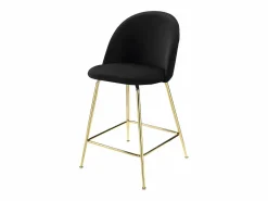 Vente-unique Juego de 2 taburetes de bar - Terciopelo y metal dorado - - MELBOURNE Negro Discount
