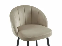 Vente-unique Juego de 2 taburetes de bar de terciopelo y metal - - ELIRAM Beige Outlet