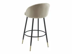 Vente-unique Juego de 2 taburetes de bar de terciopelo y metal - - ELIRAM Beige Outlet