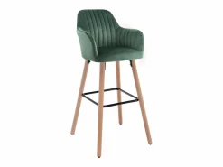 Juego de 2 taburetes de bar de terciopelo y metal efecto madera de haya - Verde oscuro - ELEANA^Vente-unique Online