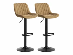 Juego de 2 taburetes de bar de terciopelo marrón, giratorios y regulables en altura^OKWISH Sale