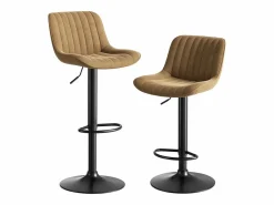 Juego de 2 taburetes de bar de terciopelo marrón, giratorios y regulables en altura^OKWISH Sale