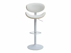 Vente-unique Juego de 2 taburetes de bar de cuero sintético - Altura ajustable - Natural y Blanco - MONTENEGRO Color natural claro / Blanco New