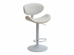 Vente-unique Juego de 2 taburetes de bar de cuero sintético - Altura ajustable - Natural y Blanco - MONTENEGRO Color natural claro / Blanco New