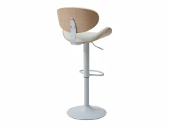 Vente-unique Juego de 2 taburetes de bar de cuero sintético - Altura ajustable - Natural y Blanco - MONTENEGRO Color natural claro / Blanco New
