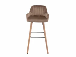 Juego de 2 taburetes de bar de terciopelo y patas madera de haya - - ELEANA^Vente-unique Online