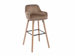 Juego de 2 taburetes de bar de terciopelo y patas madera de haya - - ELEANA^Vente-unique Online